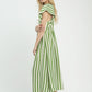 Striped Button-Front Midi Dress by Umgee in Green