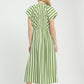 Striped Button-Front Midi Dress by Umgee in Green