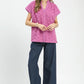 Lace Button-Front Top by Umgee in Peony
