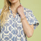 Printed Button Front Shirt Dress by Umgee in Blue