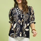 Floral Print Puff Sleeve Top by Umgee in Navy