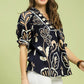Floral Print Puff Sleeve Top by Umgee in Navy