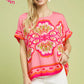 Round Neck Sleeveless Woven Top by Umgee in Fuchsia Mix