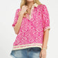 Geometric Leaf Print Popover Top by Umgee in Peony