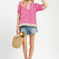 Geometric Leaf Print Popover Top by Umgee in Peony