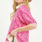 Geometric Leaf Print Popover Top by Umgee in Peony
