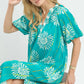 Collar Smocked V-Neck Midi Dress by Umgee in Turquoise