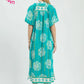 Collar Smocked V-Neck Midi Dress by Umgee in Turquoise