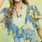 Mix Boho Floral Flutter Sleeve Midi Dress by Umgee in Lagoon Mix