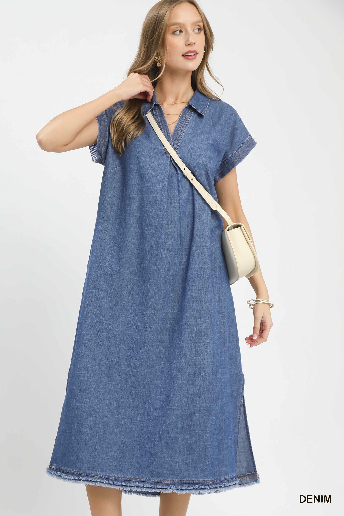 Stone Washed Midi Dress by Umgee in Denim