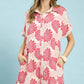 Floral Button-Down Contrast Trim Shirt Dress by Umgee in Teaberry
