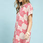 Floral Button-Down Contrast Trim Shirt Dress by Umgee in Teaberry