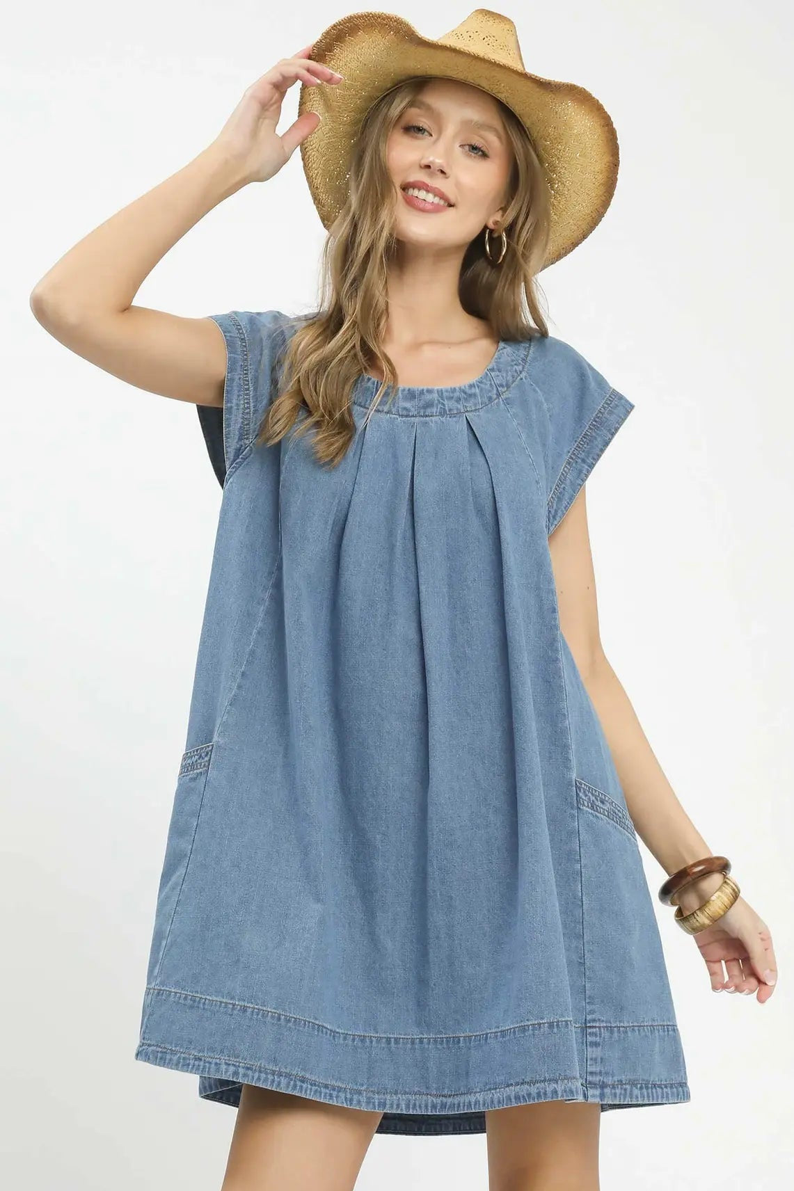 Stone Washed Mini Dress by Umgee in Denim