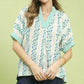 Mix Print Boho Blouse with Contrast Trim by Umgee in Teal Mix