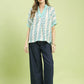 Mix Print Boho Blouse with Contrast Trim by Umgee in Teal Mix