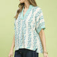 Mix Print Boho Blouse with Contrast Trim by Umgee in Teal Mix