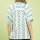 Mix Print Boho Blouse with Contrast Trim by Umgee in Teal Mix