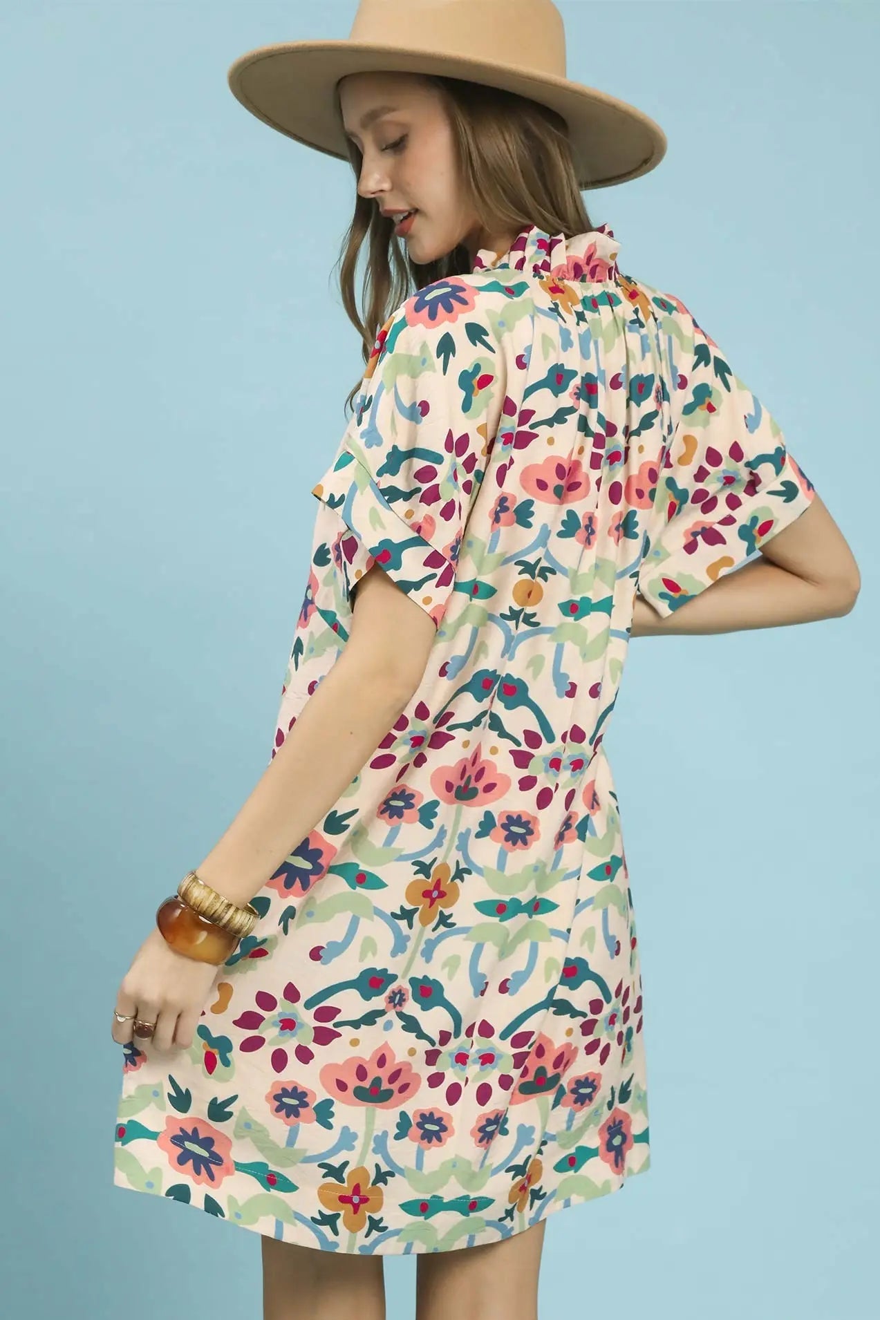 Abstract Floral Shift Dress by Umgee in Ecru Mix