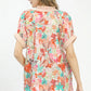 Mix Boho Printed V-Neck Top by Umgee in Tangerine Mix