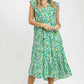 Leaf Print Midi Dress by Umgee in Green