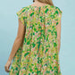 Tropical Floral Flutter Sleeve Swing Dress by Umgee in Green Mix