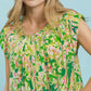 Tropical Floral Flutter Sleeve Swing Dress by Umgee in Green Mix