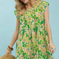 Tropical Floral Flutter Sleeve Swing Dress by Umgee in Green Mix