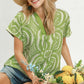 Geometric Print V-Neck Top by Umgee in Sage