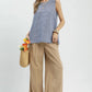 Stripe Fringe Trim Sleeveless Top by Umgee in Blue