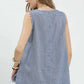 Stripe Fringe Trim Sleeveless Top by Umgee in Blue
