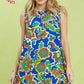 Abstract Print Sleeveless Shift Dress by Umgee in Blue