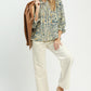 Floral Print Lace Trim Button Front Blouse by Umgee in Denim