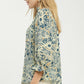 Floral Print Lace Trim Button Front Blouse by Umgee in Denim