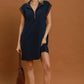 Half-Zip Sweater Knit Mini Dress by Umgee in Navy
