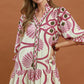 Abstract Print Button Front Babydoll Dress by Umgee in Rose