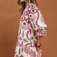 Abstract Print Button Front Babydoll Dress by Umgee in Rose