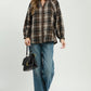 Plaid Button Down Long Sleeve Relaxed Top by Umgee in Espresso