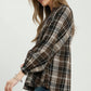 Plaid Button Down Long Sleeve Relaxed Top by Umgee in Espresso