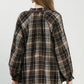 Plaid Button Down Long Sleeve Relaxed Top by Umgee in Espresso