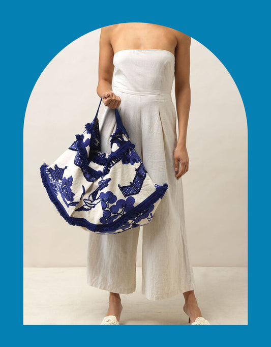 Giant Willow Blue Slouch Bag by One Hundred Stars