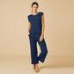 DreamTech Pleated Shoulder Tank with Cropped Pant by Softies in Midnight