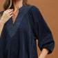 Corduroy Puff Sleeve Shift Dress with Pockets by Umgee in Navy