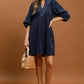 Corduroy Puff Sleeve Shift Dress with Pockets by Umgee in Navy