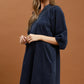 Corduroy Puff Sleeve Shift Dress with Pockets by Umgee in Navy