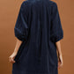 Corduroy Puff Sleeve Shift Dress with Pockets by Umgee in Navy