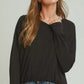 Double Lined Bubble Hem Long Sleeve Top by Umgee in Black