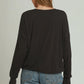 Double Lined Bubble Hem Long Sleeve Top by Umgee in Black