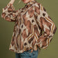 Abstract Ikat Print Tie-Neck Blouse by Umgee in Chocolate