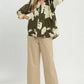 Floral Split Neck Blouse by Umgee in Olive