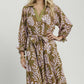 Collared Print Midi Dress by Umgee in Olive Mix